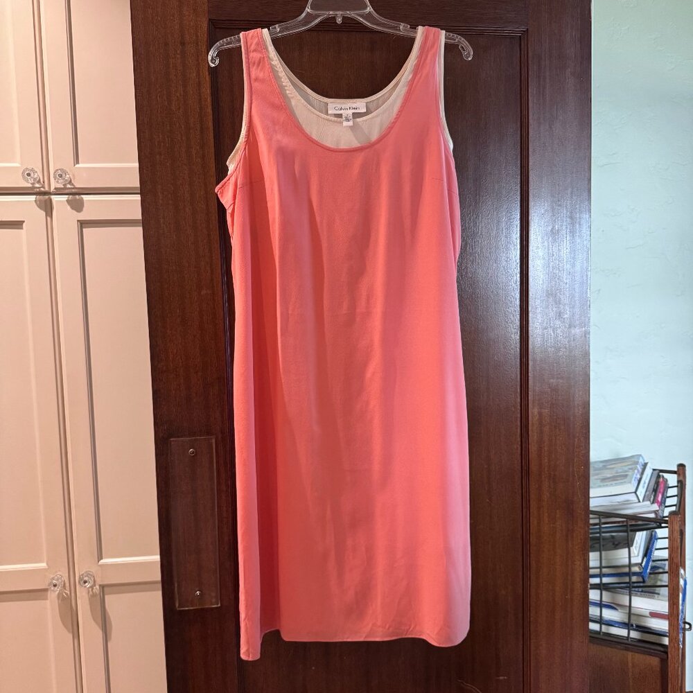 Calvin Klein pink and cream dress